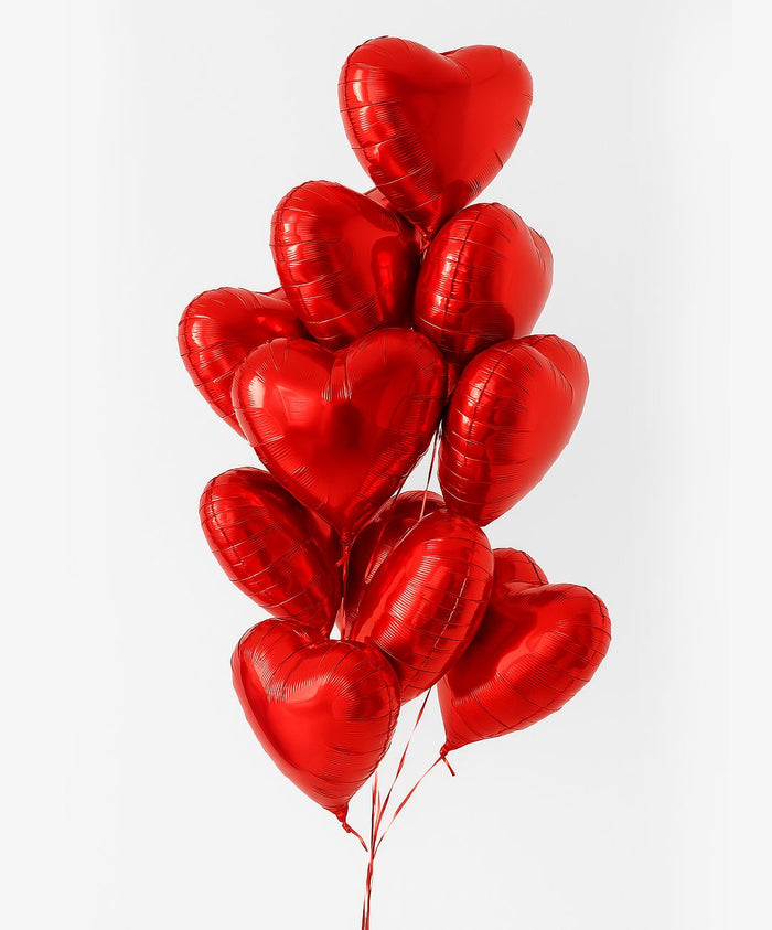 10 Foil Heart Balloon Bouquet (Various Colours Available)