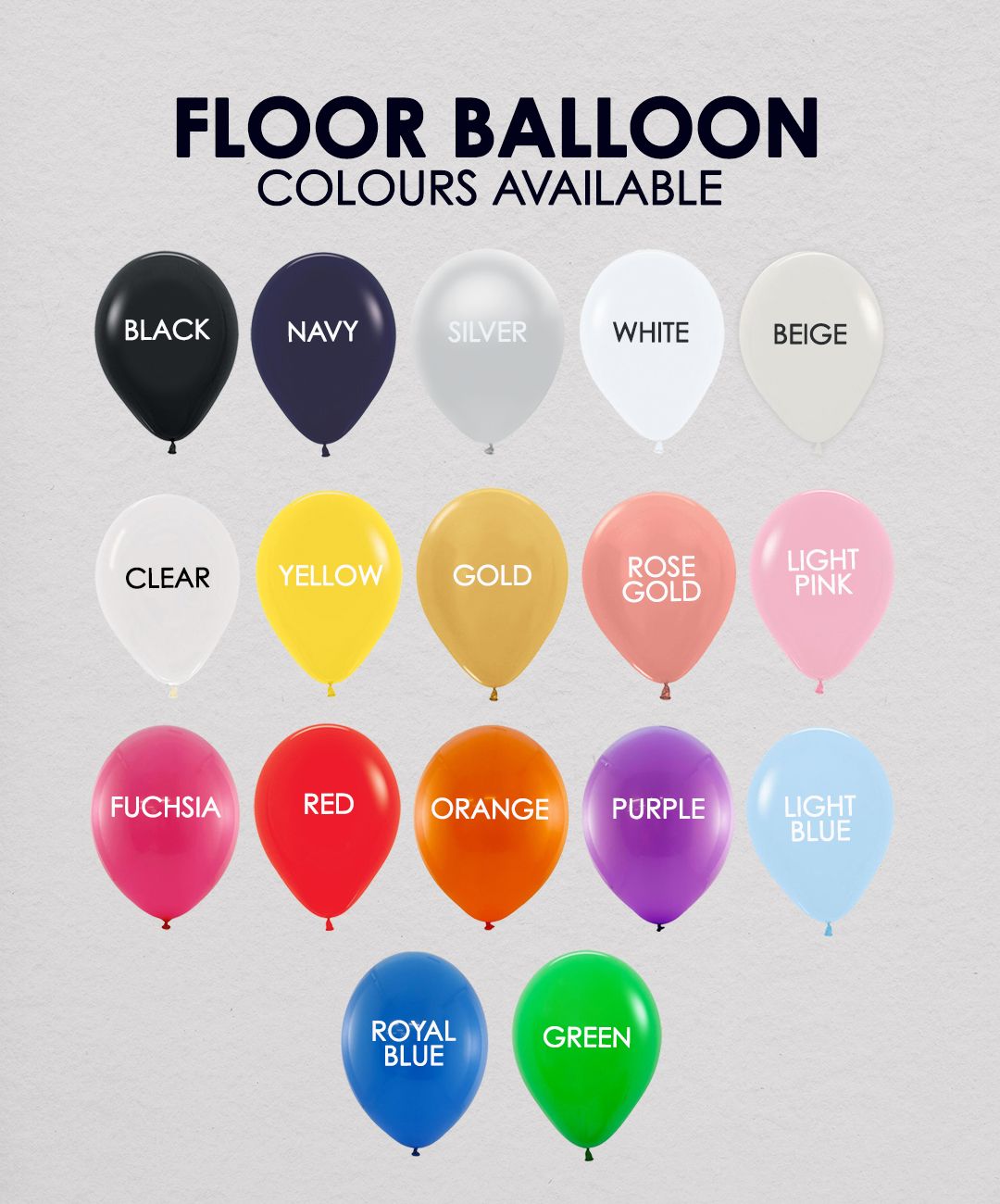 20 Floor Balloons (Various Colours)