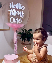 Luxe Clear & Pink Feather (Various Text Colours Available)