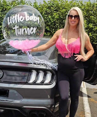 Luxe Clear & Pink Feather (Various Text Colours Available)