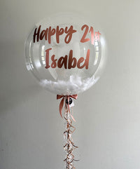 Luxe Clear & White Feather (Various Text Colours Available)