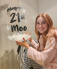 Luxe Clear & White Feather (Various Text Colours Available)