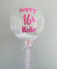 Luxe Clear & White Feather (Various Text Colours Available)