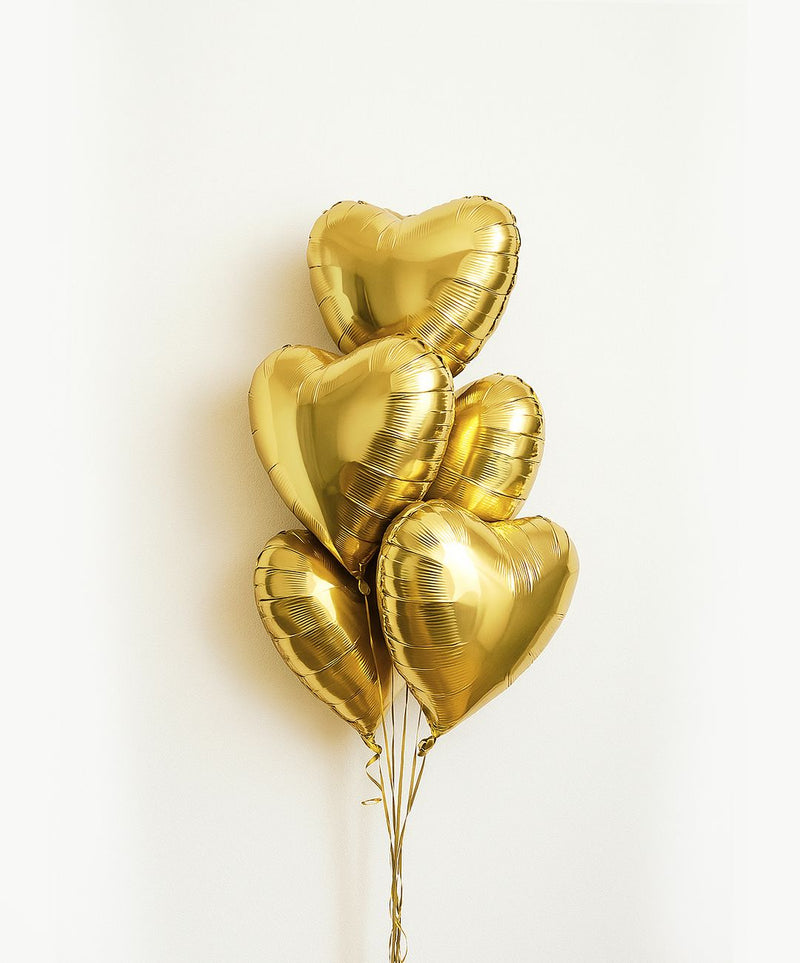 5 Foil Heart Balloon Bouquet (Various Colours Available)
