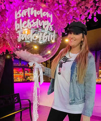 Luxe Clear & White Feather (Various Text Colours Available)